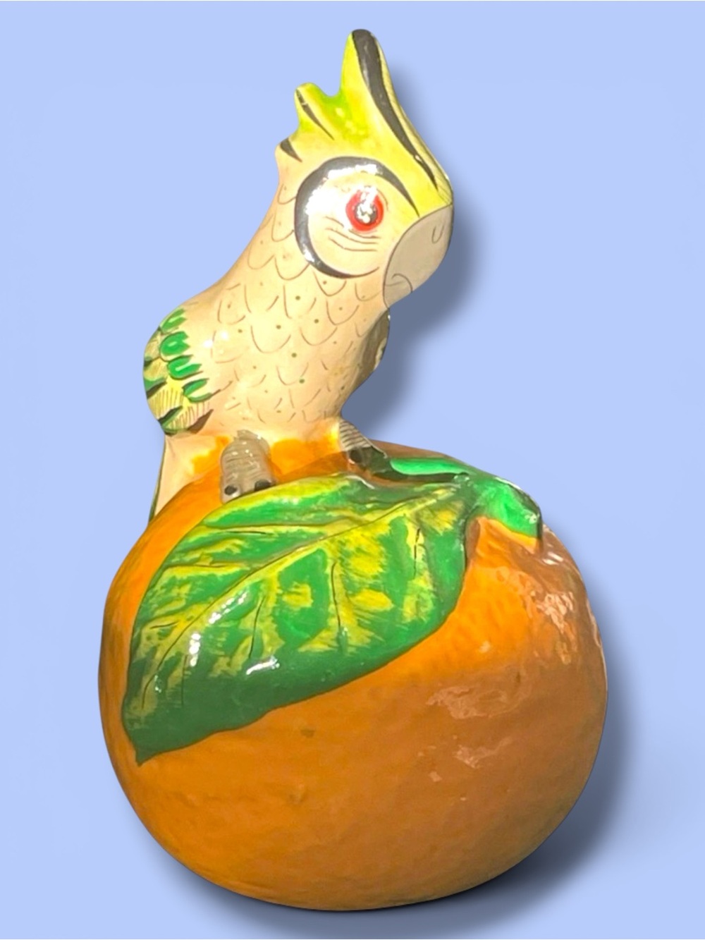 Vintage Hand Painted Bird Ceramic Mexico Folk Art Cockatoo Parrot Signed
